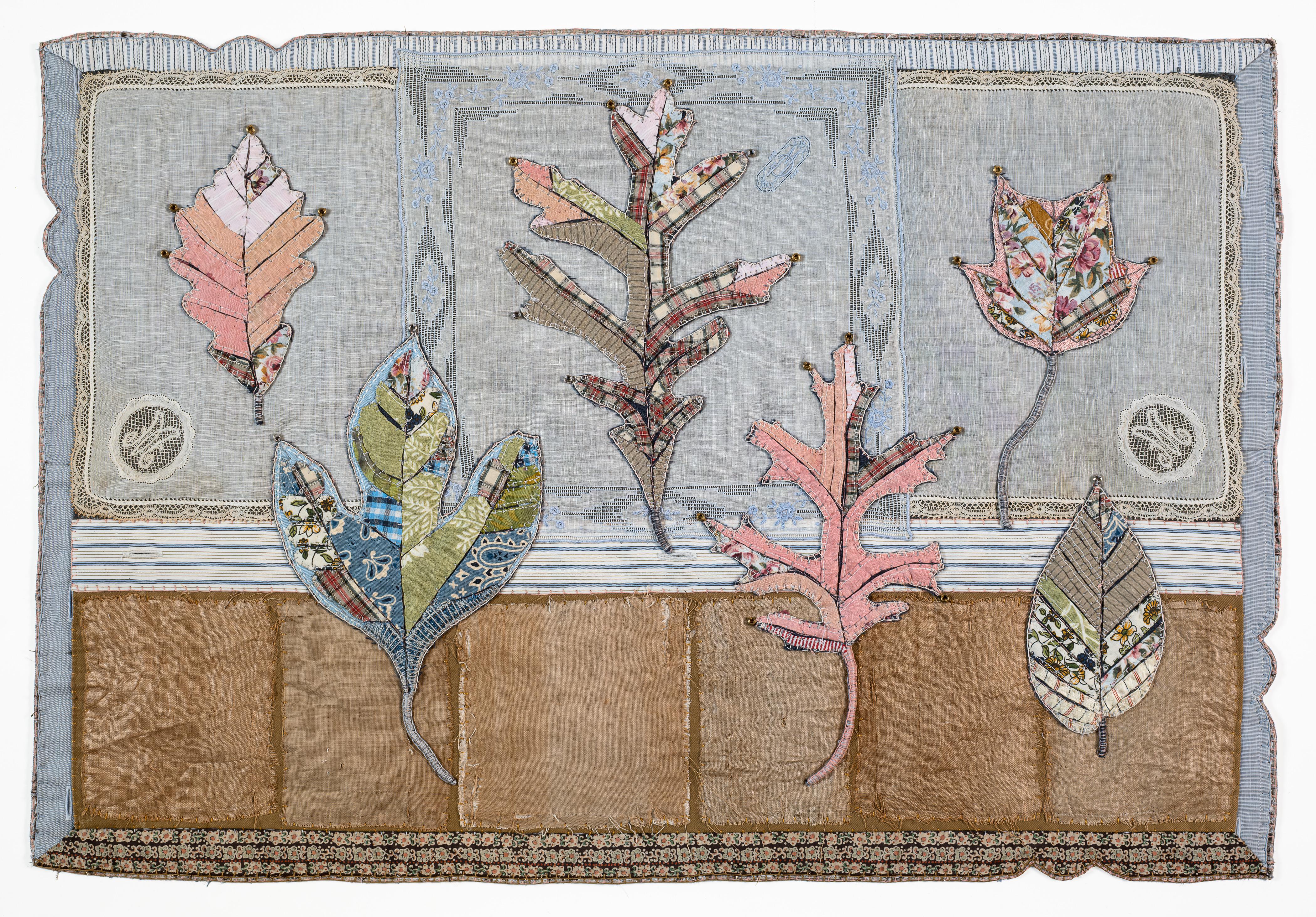 Tailored Herbaria Pocantico River Watershed Five - Pink Brown Textile Leaves