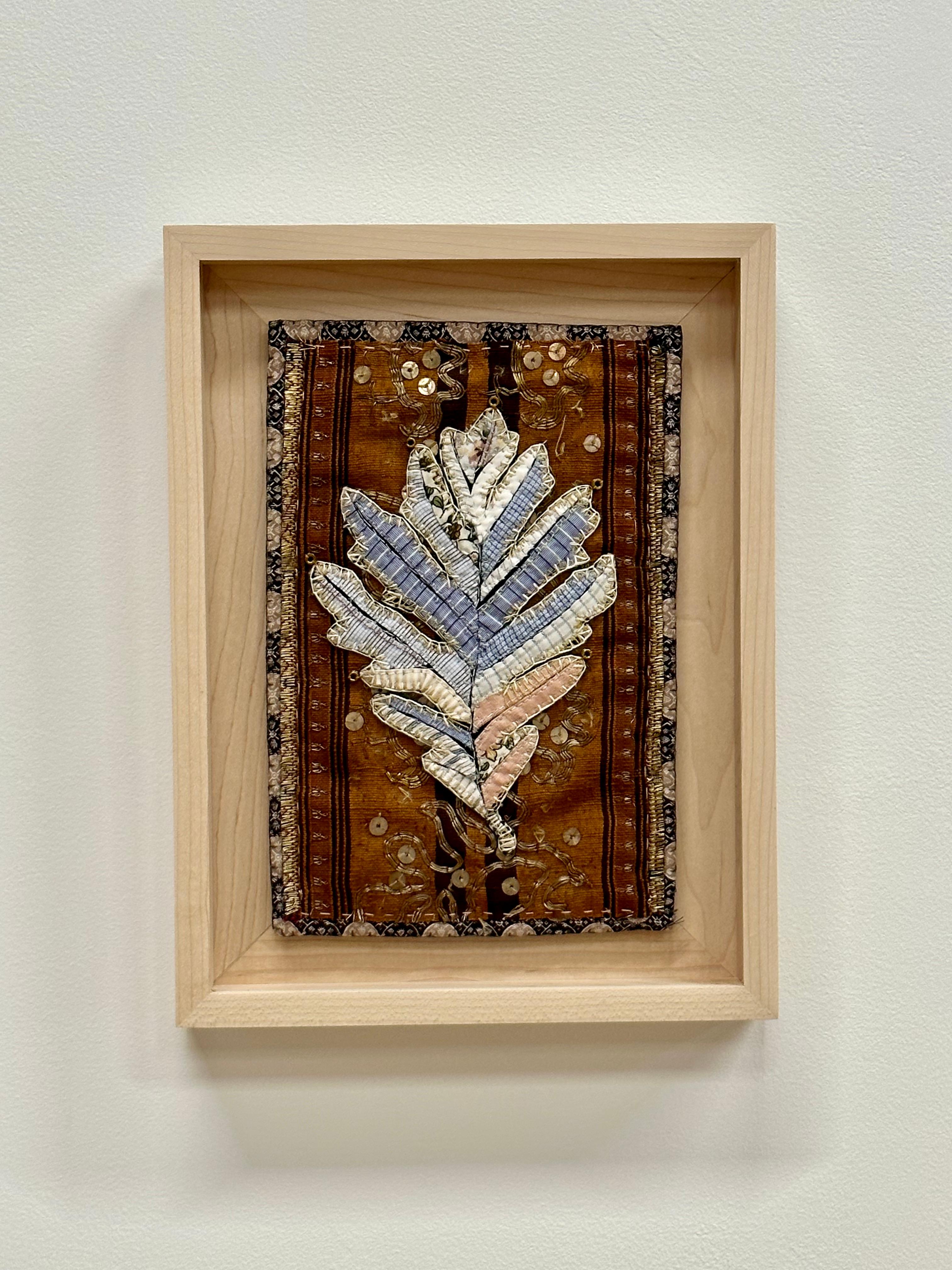Tailored Herbaria Quercus Alba Blind Brook Watershed One, Botanical Textile - Contemporary Mixed Media Art by Donna Sharrett