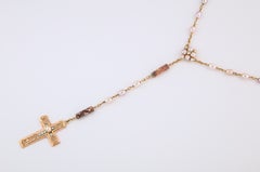 Donna Vock 14 Karat Gold Rosary with Pearls, Jasper and Diamonds