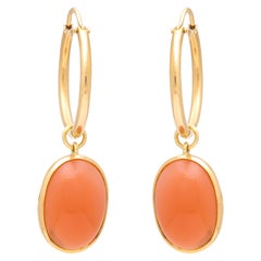 Donna Vock 18 Karat Gold Moonstone Pendant Hoop Earrings