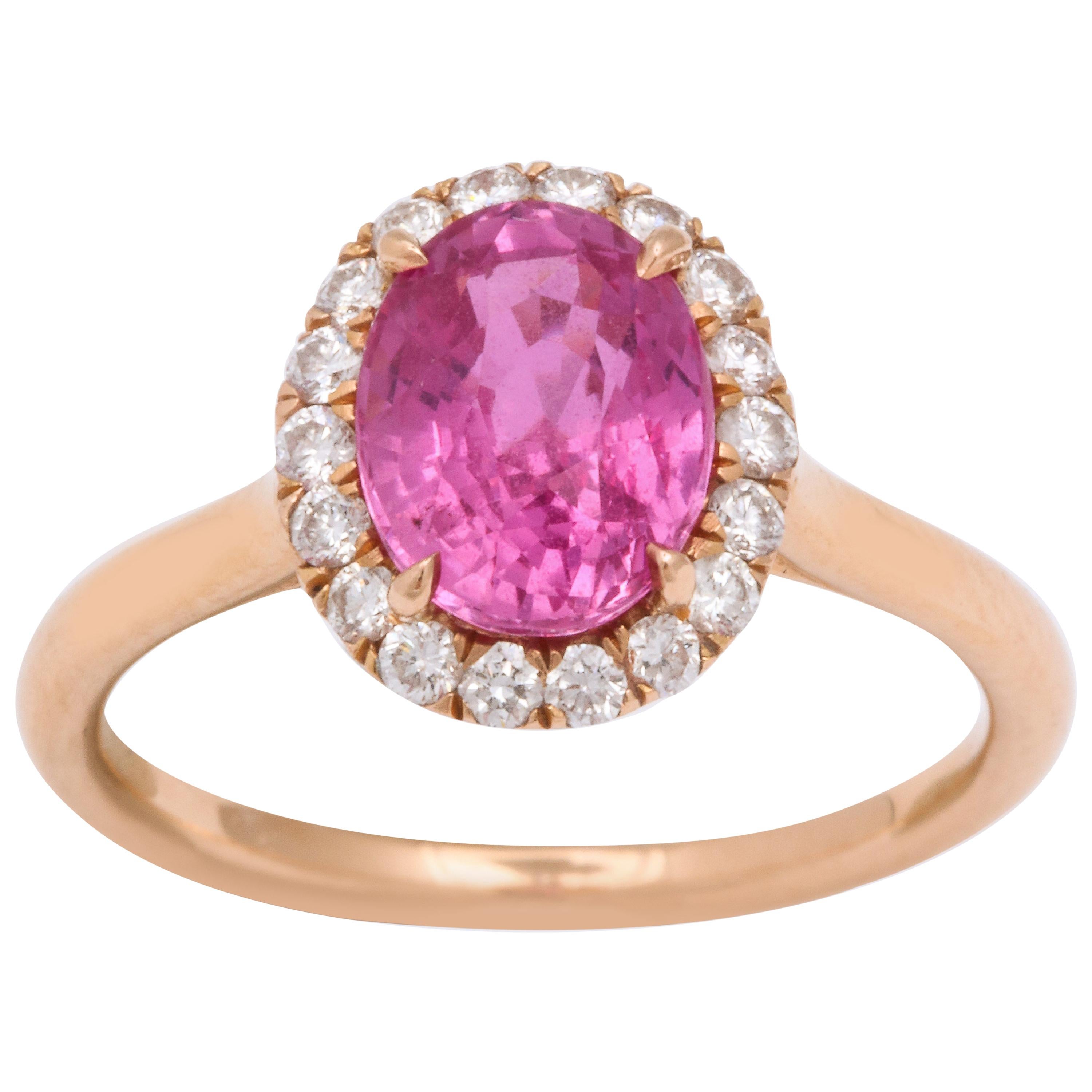 Donna Vock 18 Karat Pink Sapphire Ring with Diamonds For Sale