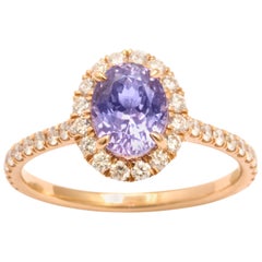 Donna Vock 18 Karat Rose Gold, Purple Sapphire and Diamond Engagement Ring