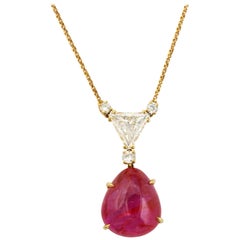 Donna Vock 18 Karat Yellow Gold Diamond and Cabochon Ruby Necklace