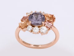 Donna Vock 18 Karat Rose Gold Spinel, Precious Topaz and Diamond Ring