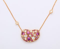 Donna Vock 18K Rose Gold Artist's Palette Necklace in Pink Sapphire and Diamond
