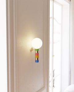 21st C Contemporary Marine Breynaert Wall Sconce Lamp Brushed Brass Copper Glass