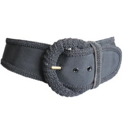 DonnaKaran Schwarzer Grosgrain-Gürtel mit geflochtenem Besatz Circa 1990er