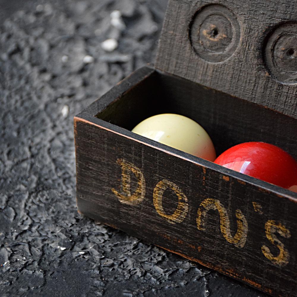 Hand-Crafted Dons Treen Folkart English Snooker Balls Box