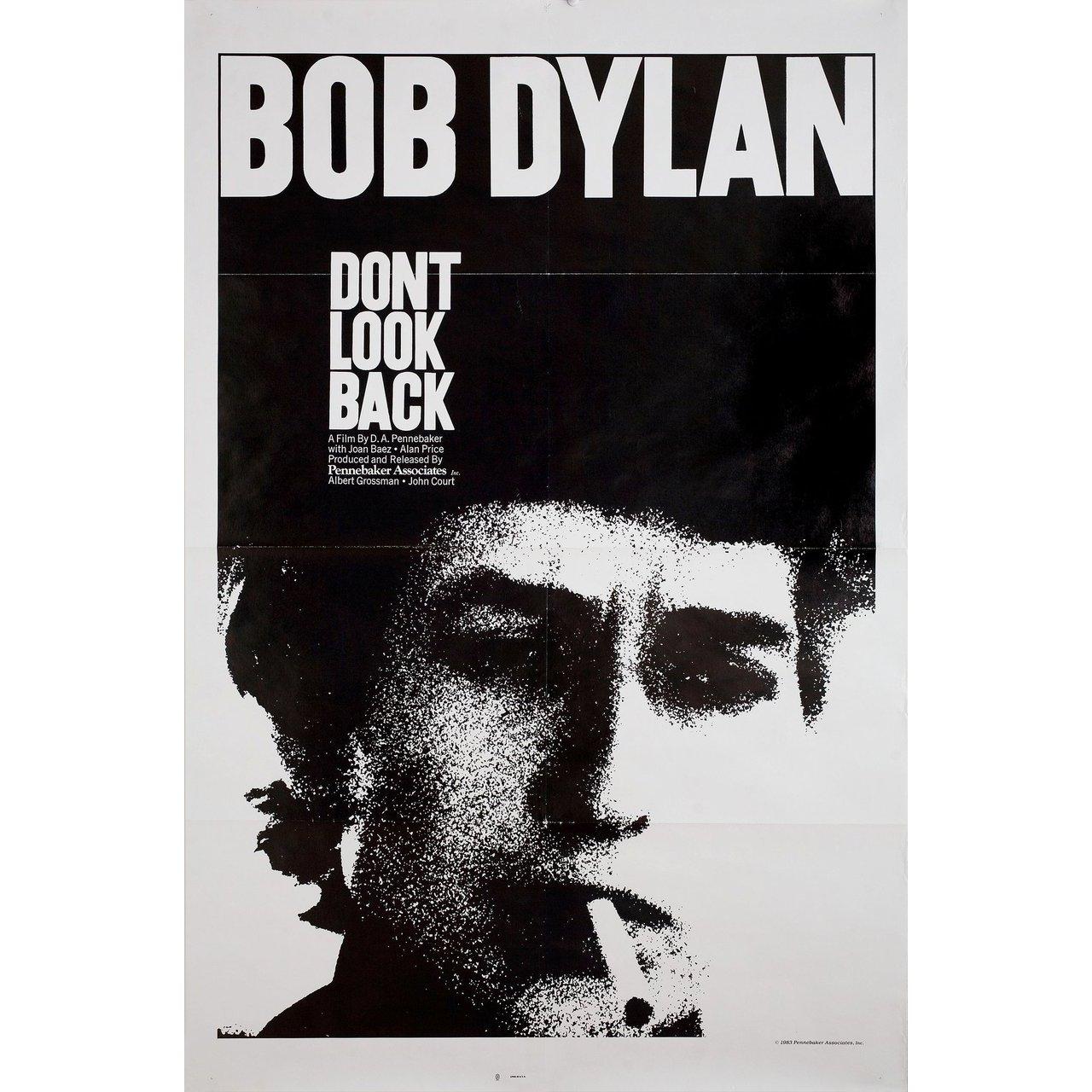 Original 1983 re-release U.S. one sheet poster for the 1967 documentary film Don't Look Back directed by D.A. Pennebaker with Bob Dylan / Albert Grossman / Bob Neuwirth / Joan Baez. Very good-fine condition, folded. Many original posters were issued