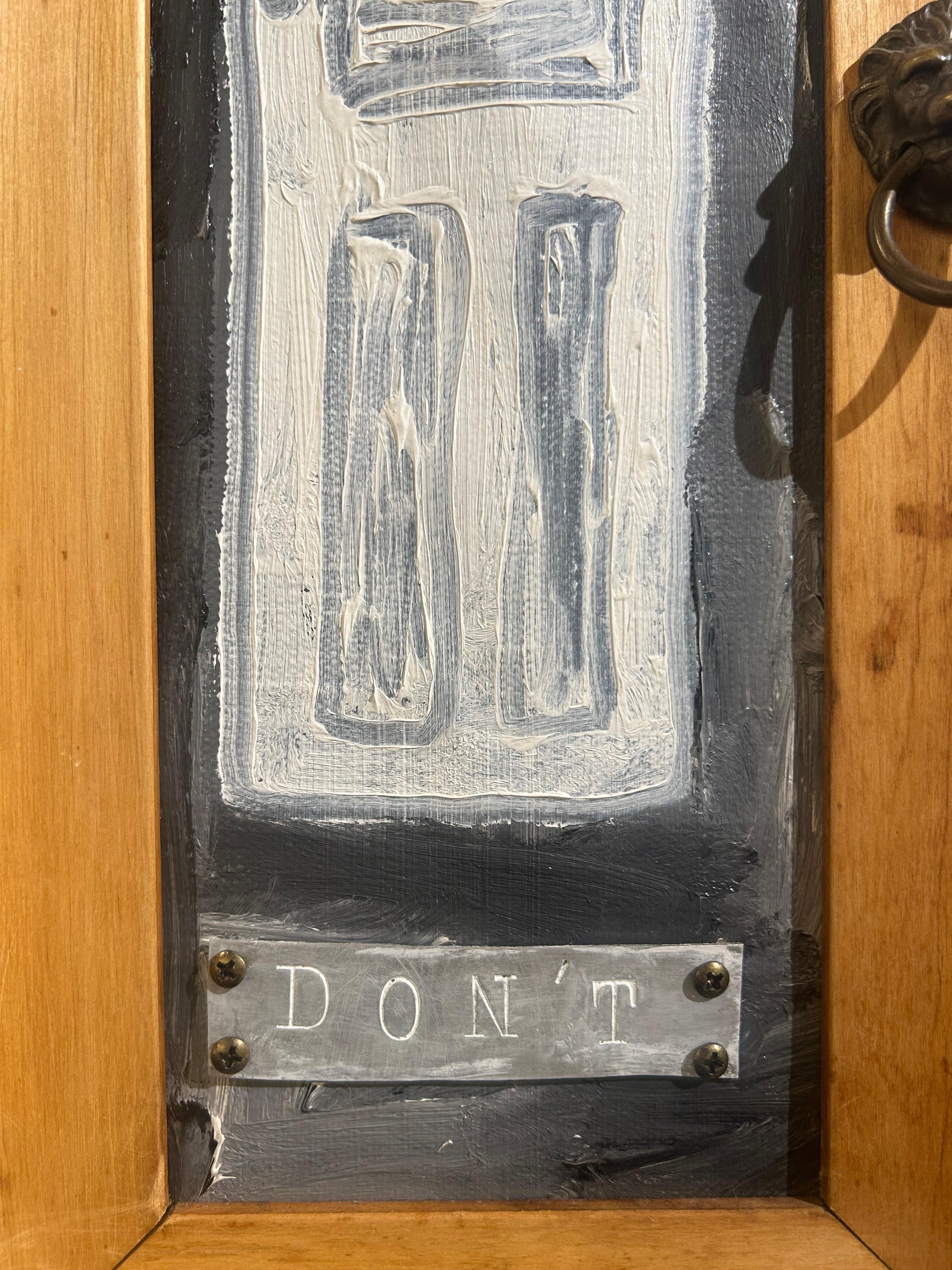 Hand-Crafted Don't You Dare - Multi-Panel Folding Door Painting, Objet D'art For Sale