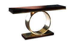 Donte Polished Bronze and Wood Console Table from Costantini