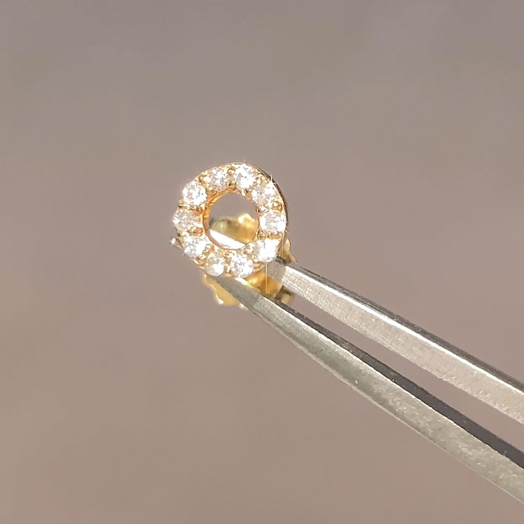 Contemporain Boucles d'oreilles Donut en or jaune 18k avec diamants en vente