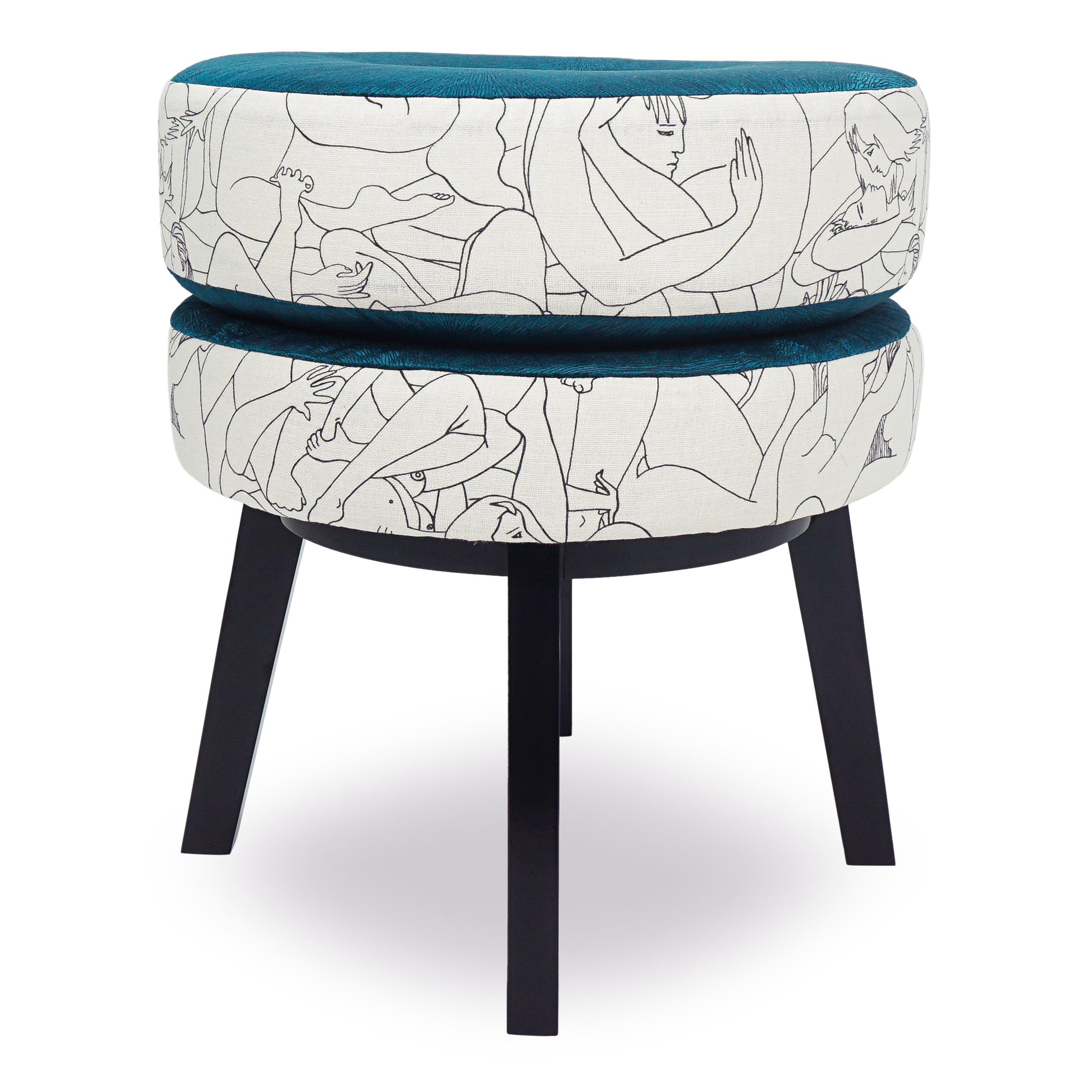 Modern Donut Ottoman with Naughty Print For Sale