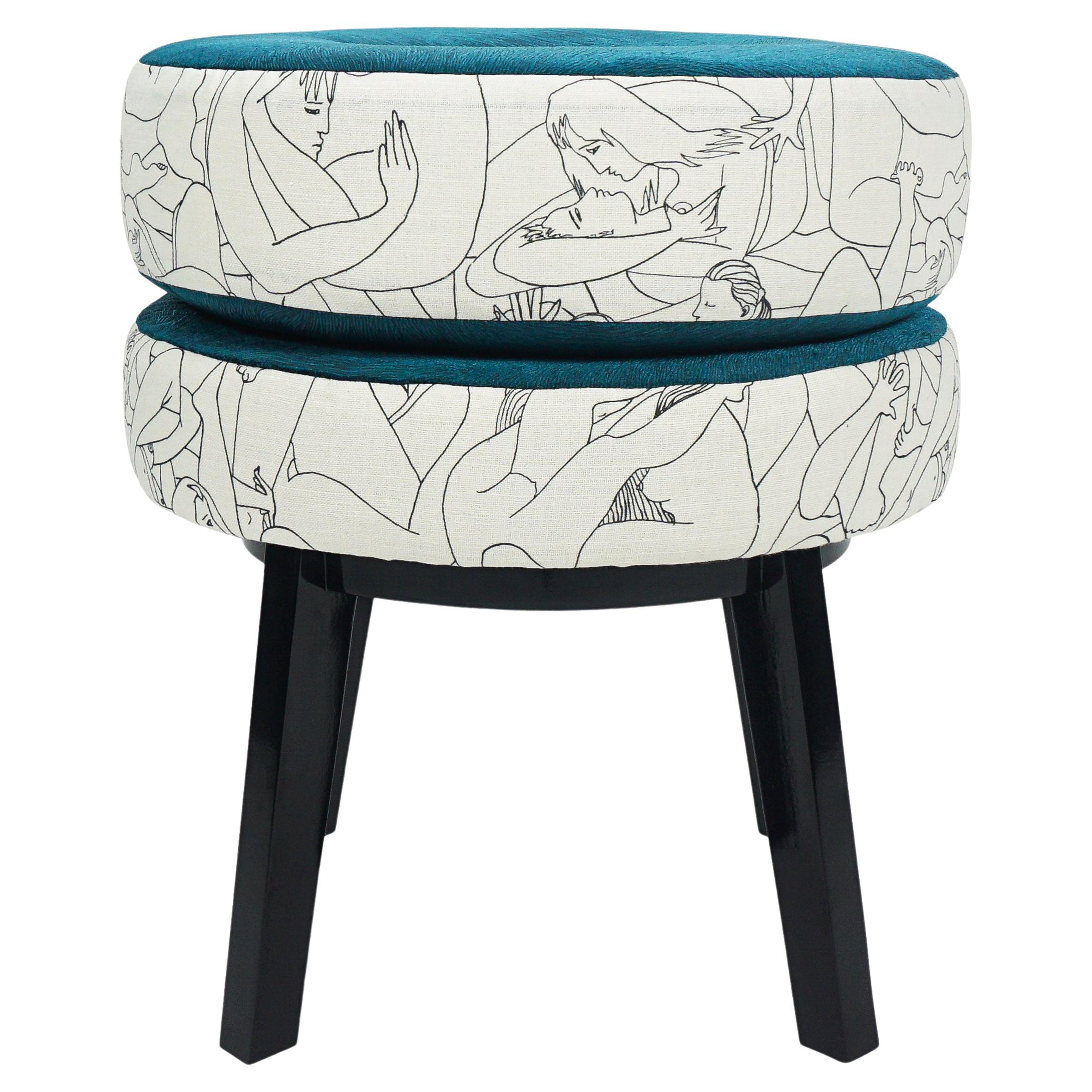 Donut Ottoman with Naughty Print For Sale