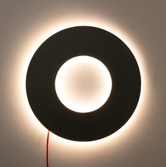 In Stock Donut Round Black Tinted Back Illuminated Contemporary Mirror, Medium