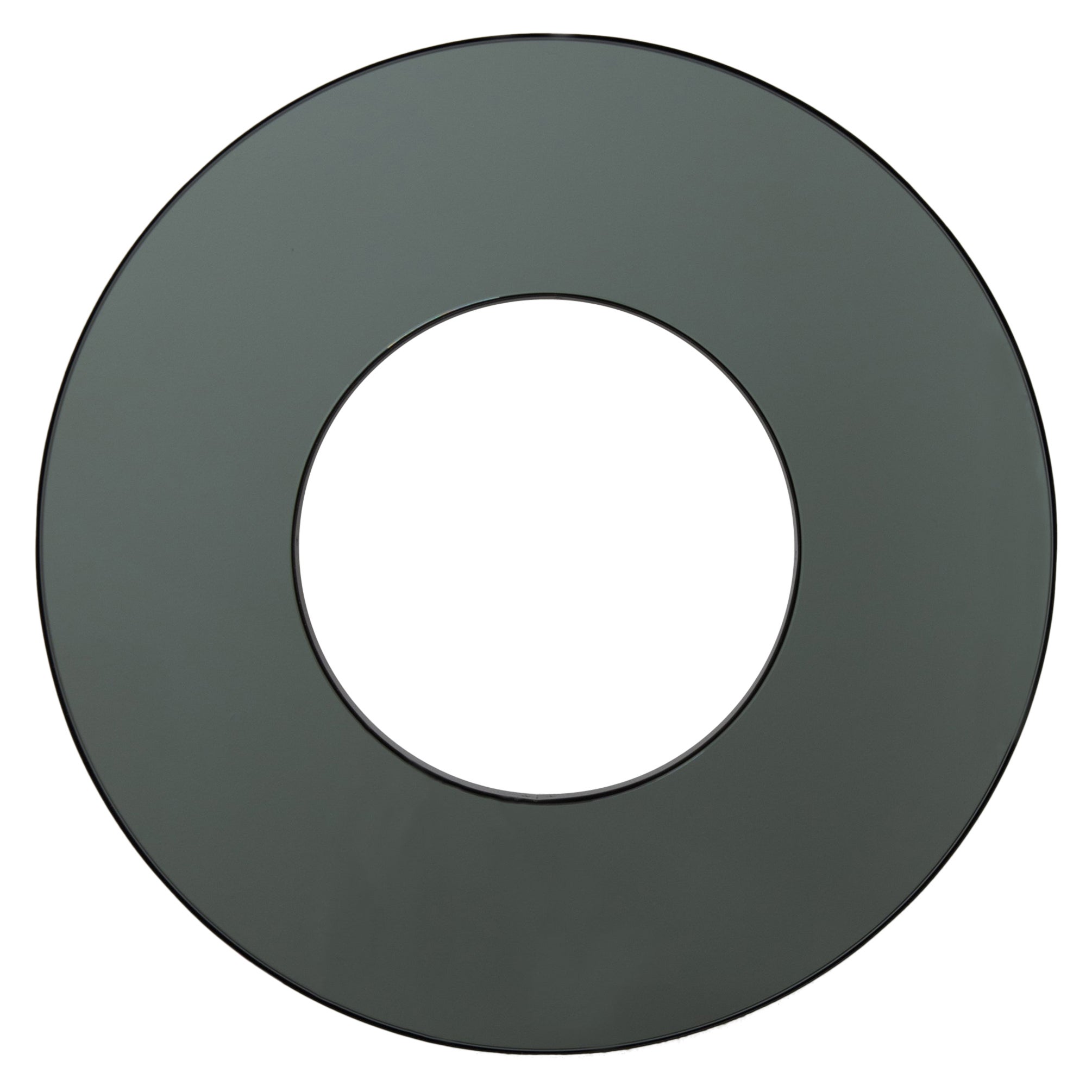 Donut Round Black Tinted Contemporary Mirror with Back Illumination, XL For Sale