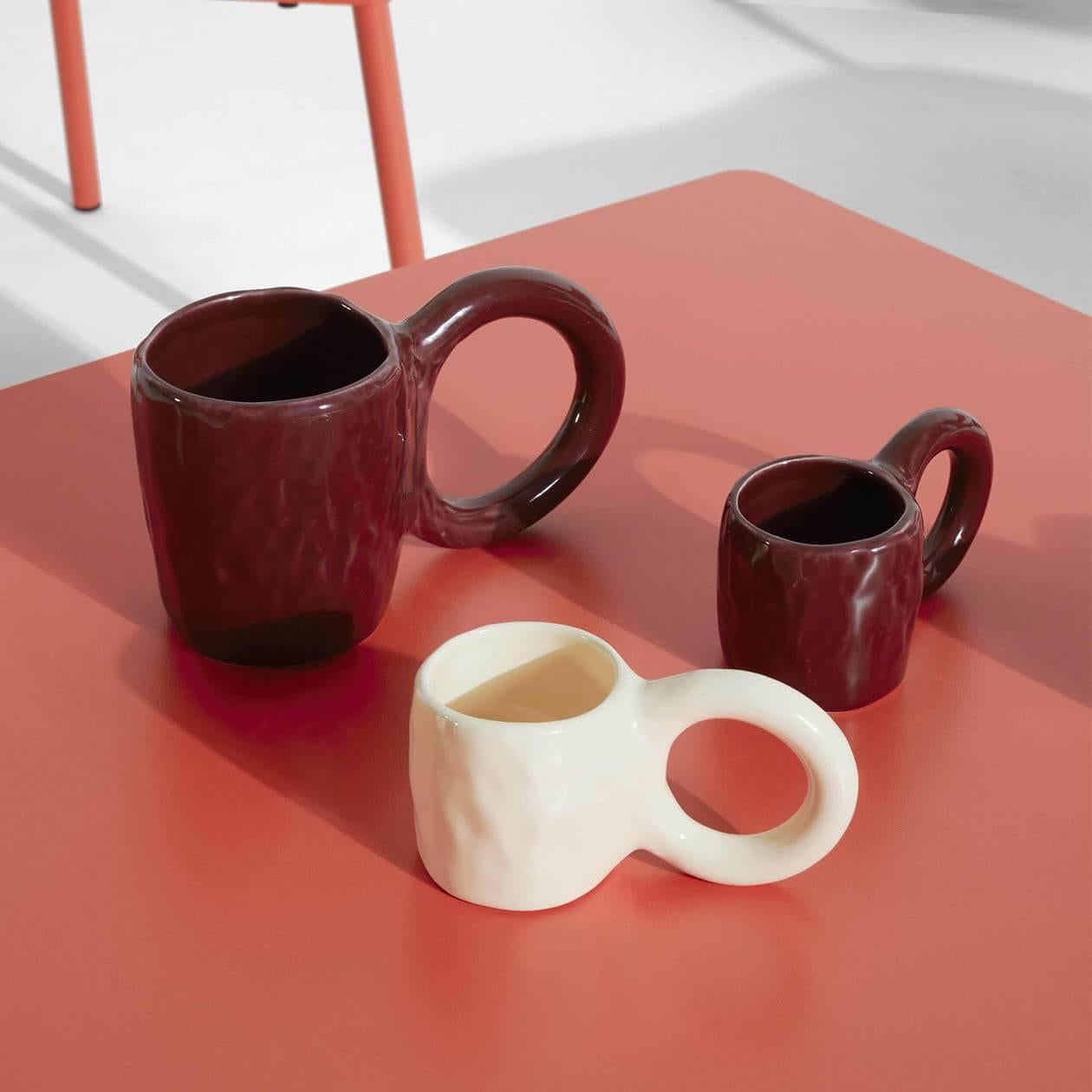Glazed PETITE FRITURE Donut, Set of 2 Espresso, Cherry, Designed by Pia Chevalier For Sale