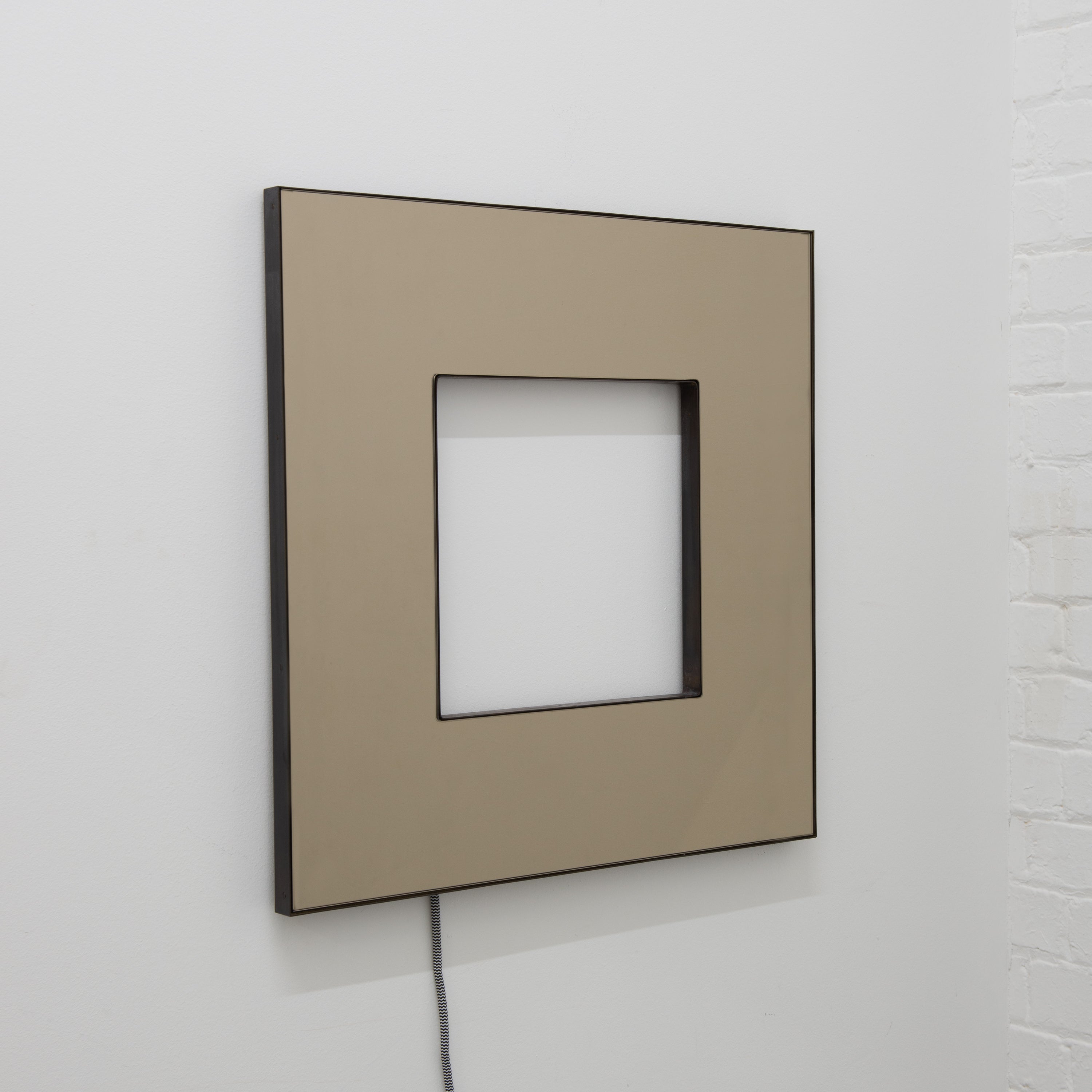 Donut Square Bronze Tinted Back Illuminated Contemporary Mirror, XL (Organische Moderne) im Angebot