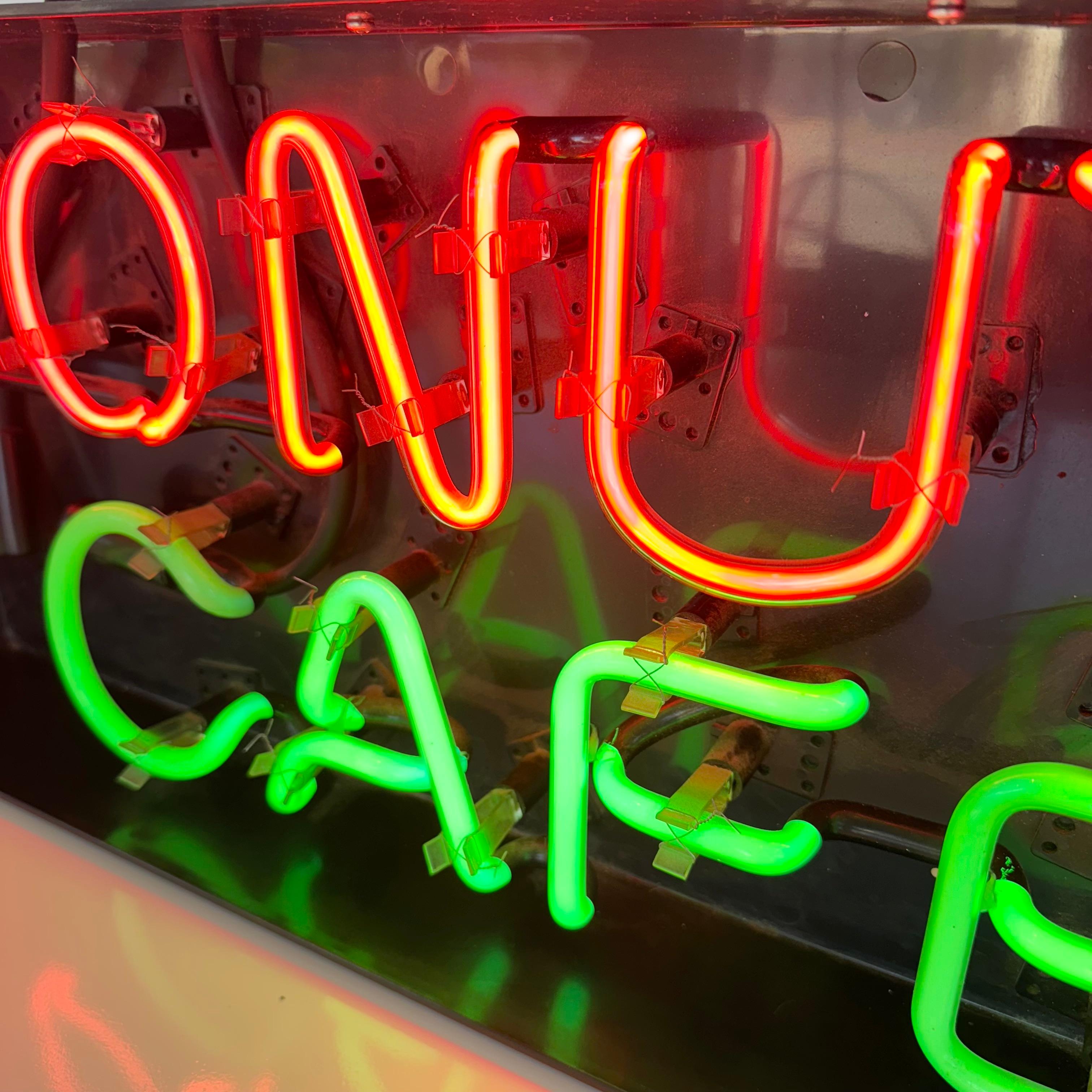 Nordamericano Insegna al neon 'Donuts Cafe', anni '90, USA in vendita