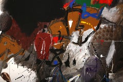 Large Abstract Expressionist Oil on Canvas Painting by Doo-shik Lee