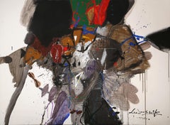 Large Abstract Expressionist Oil on Canvas Painting by Doo-shik Lee