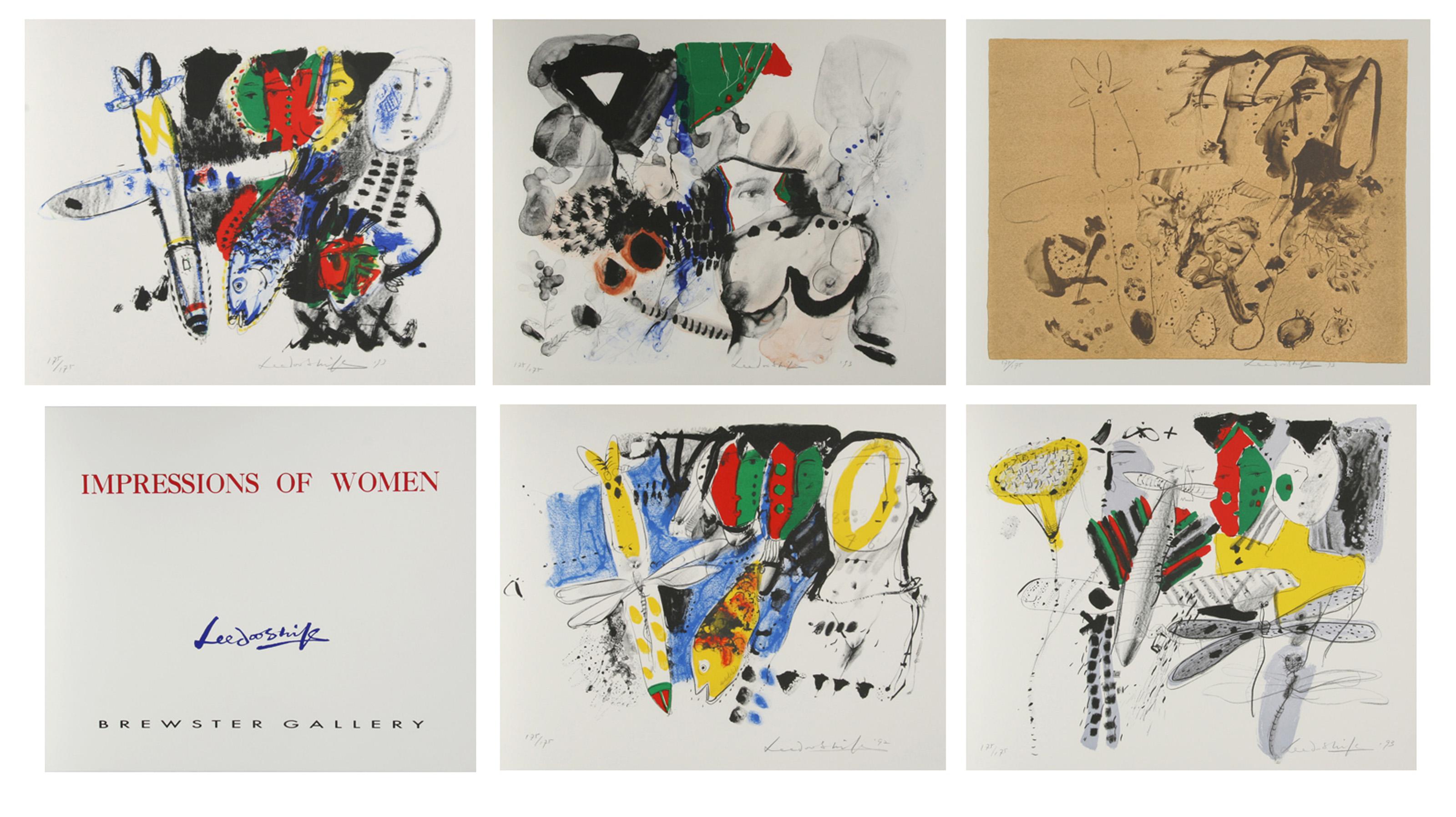 Doo Shik Lee Abstract Print - Impressions of Women, Five Abstract Expressionist Lithographs by Doo-shik Lee