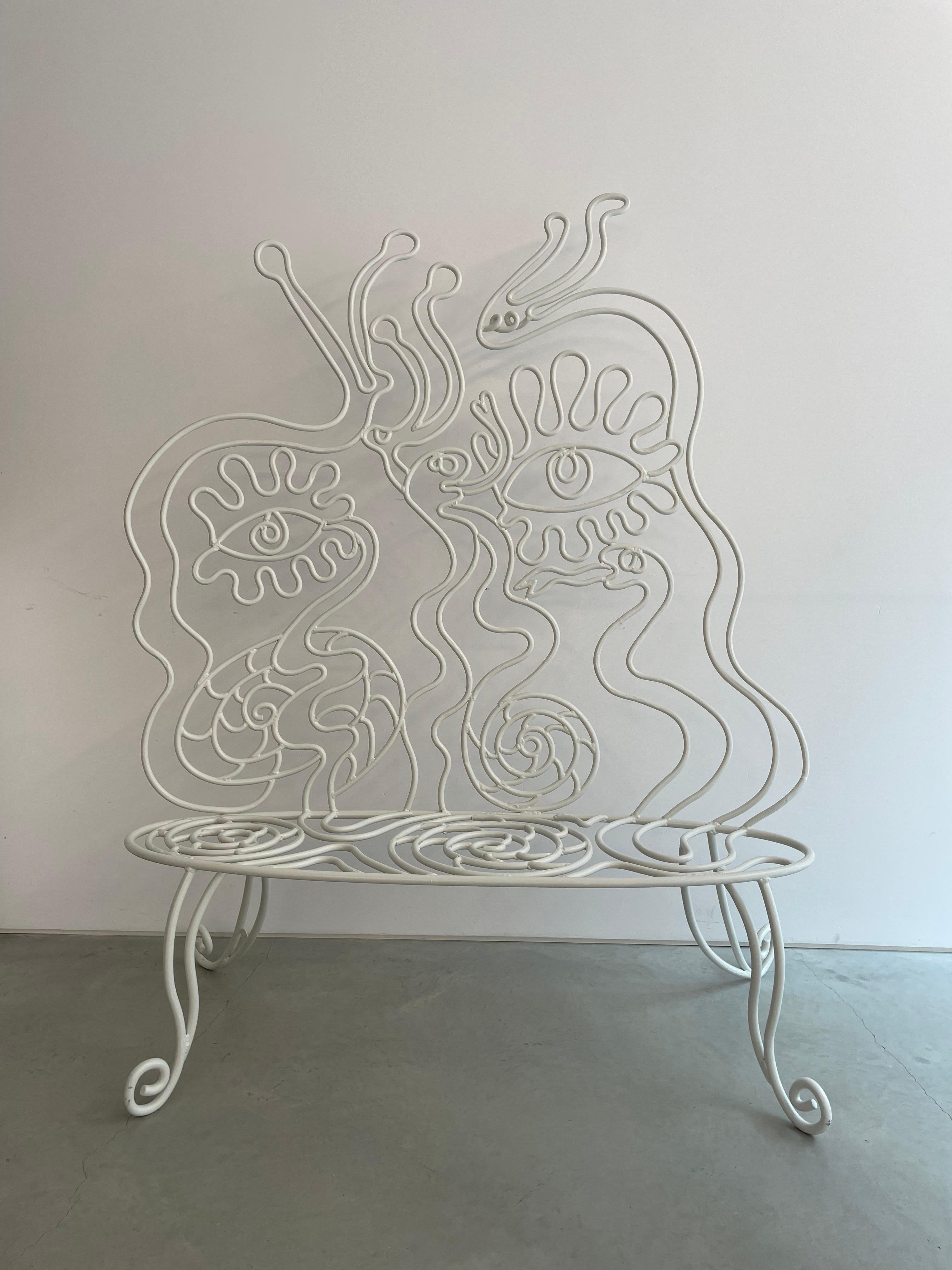 Hand-Painted Doodle Bench (Charlotte Colbert x Maison Colbert) For Sale