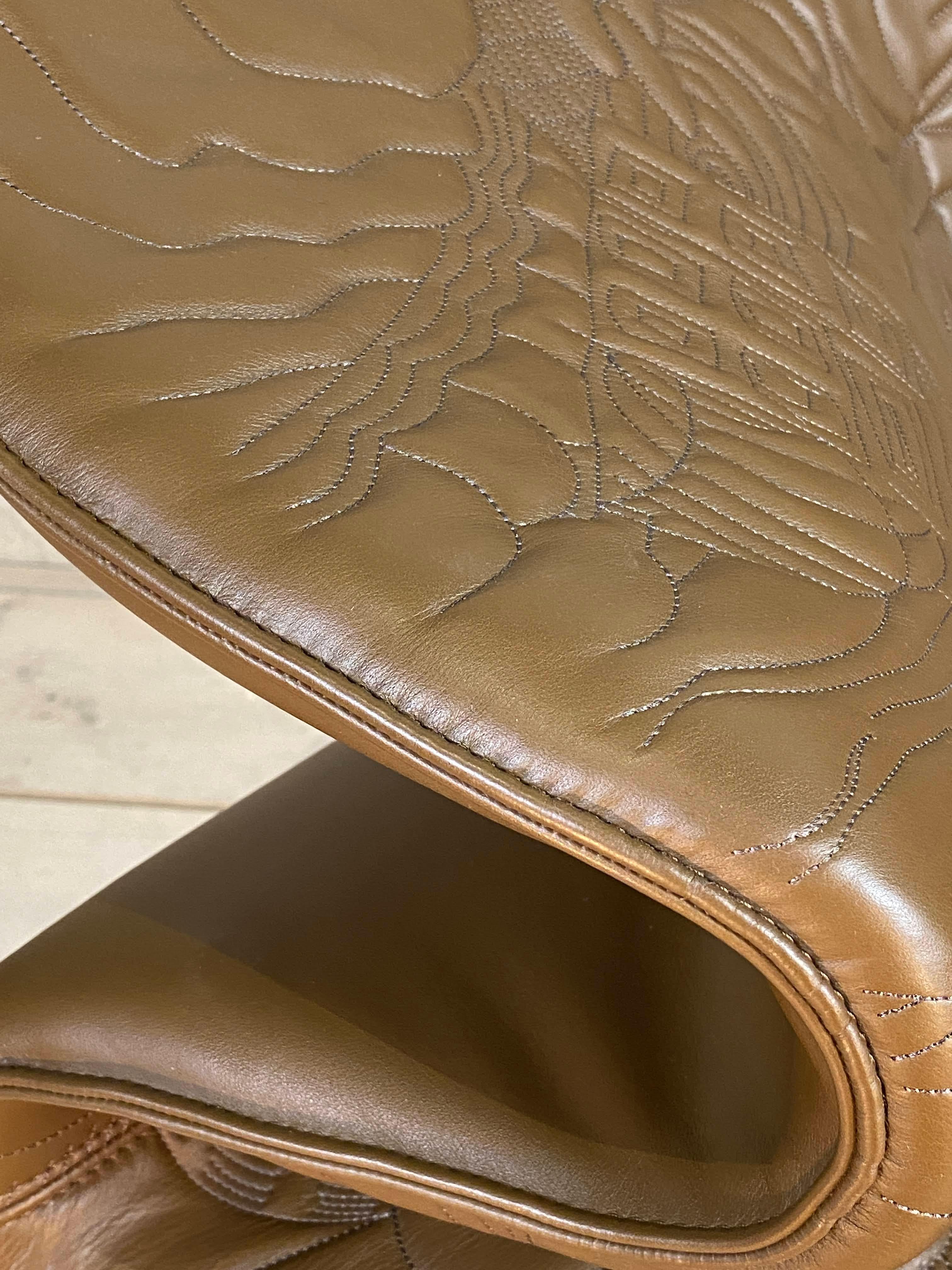 Moroso Doodle Armchair Premium Leather Italian Mid Century For Sale 9