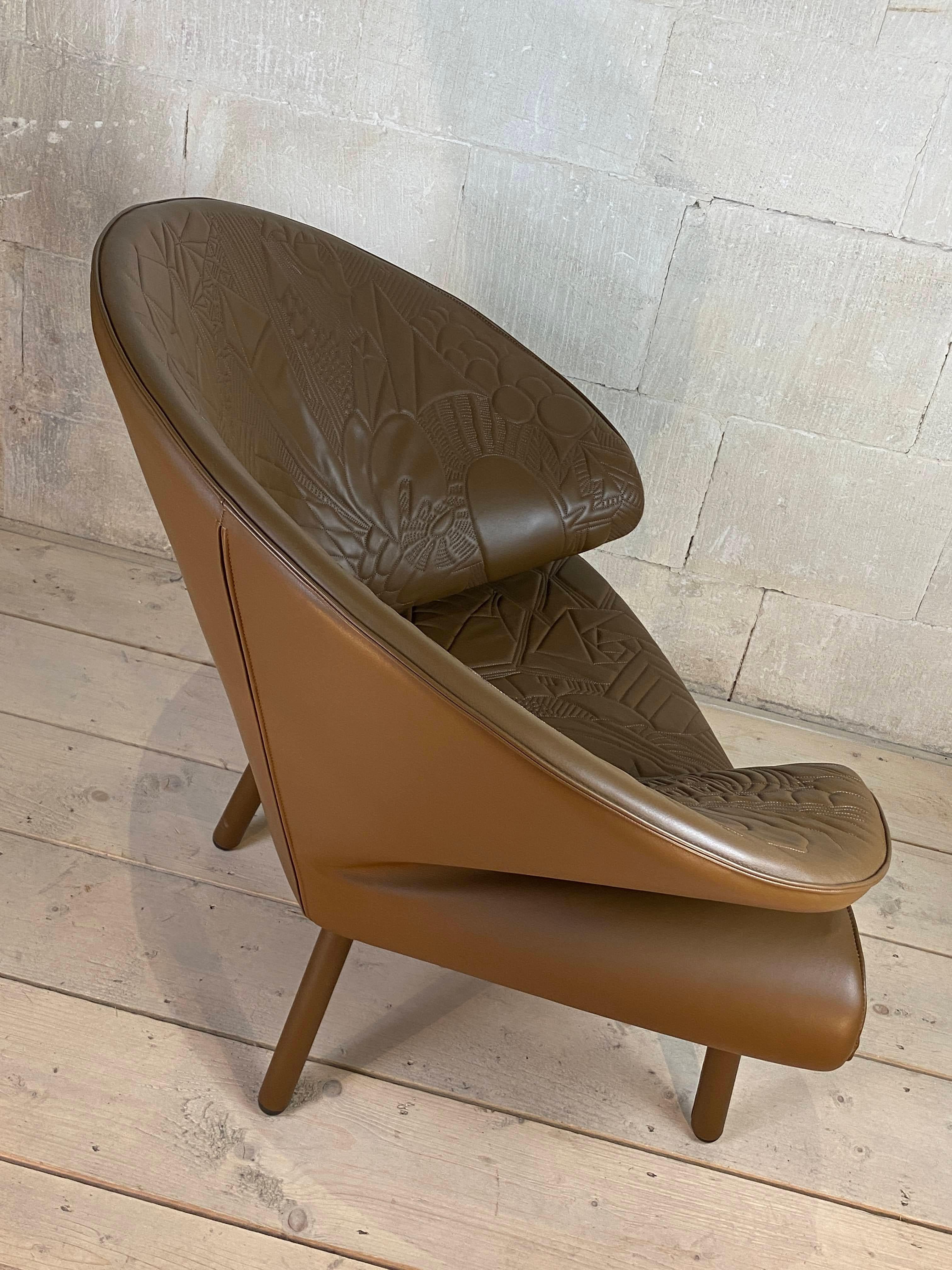 Moroso Doodle Armchair Premium Leather Italian Mid Century In Good Condition For Sale In Cheltenham, GB
