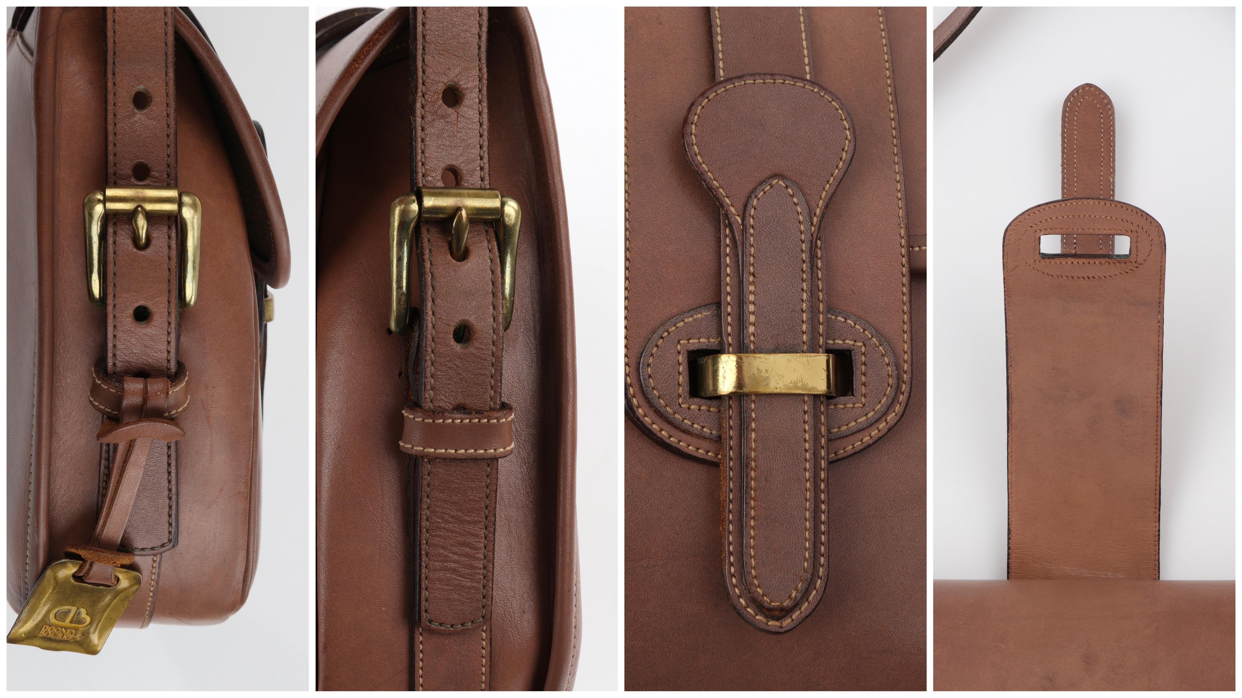 DOONEY & BOURKE c.1980's Taupe Leather Flap Top Equestrian Saddle Shoulder Bag 2