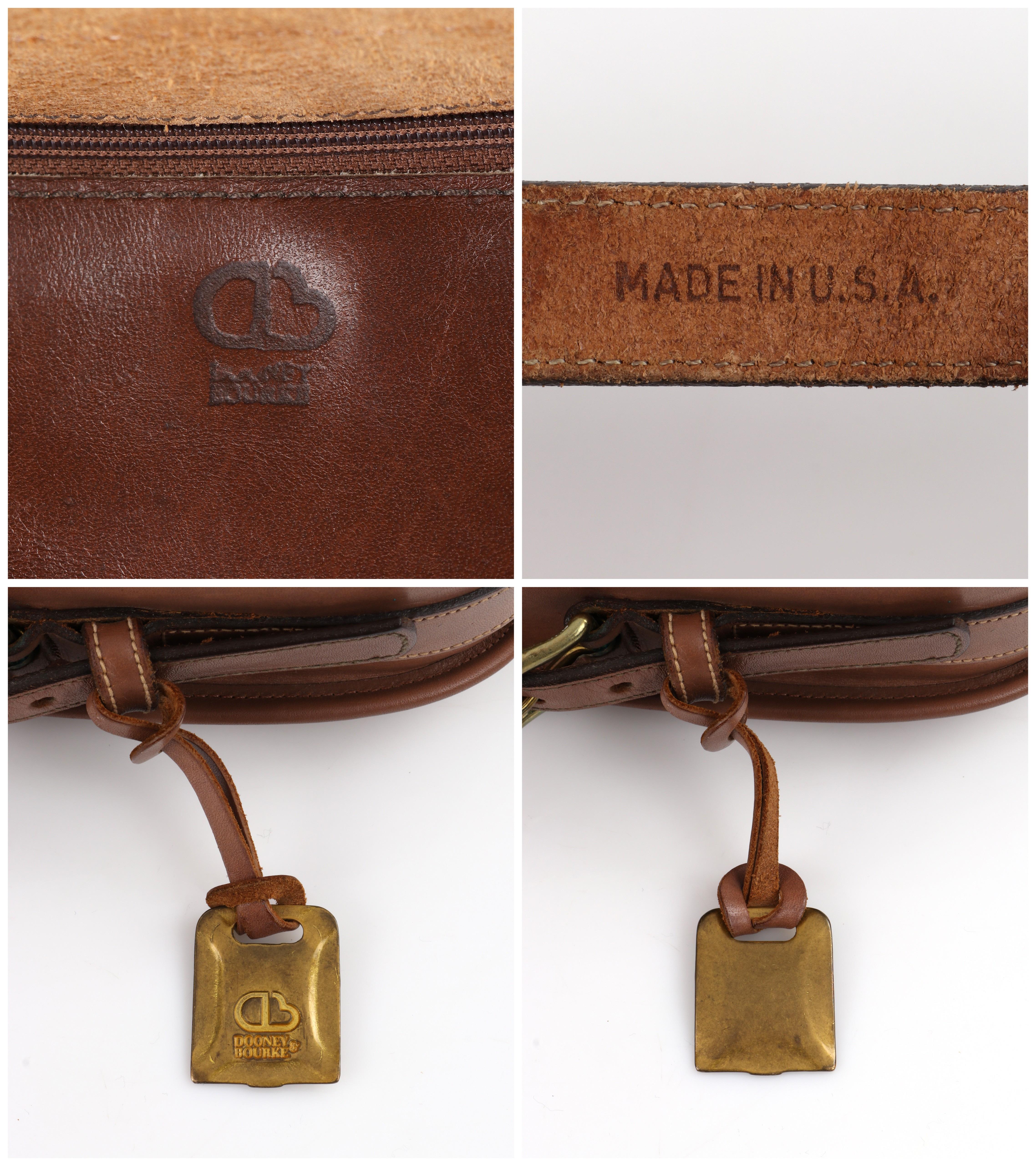 DOONEY & BOURKE c.1980's Taupe Leather Flap Top Equestrian Saddle Shoulder Bag 3