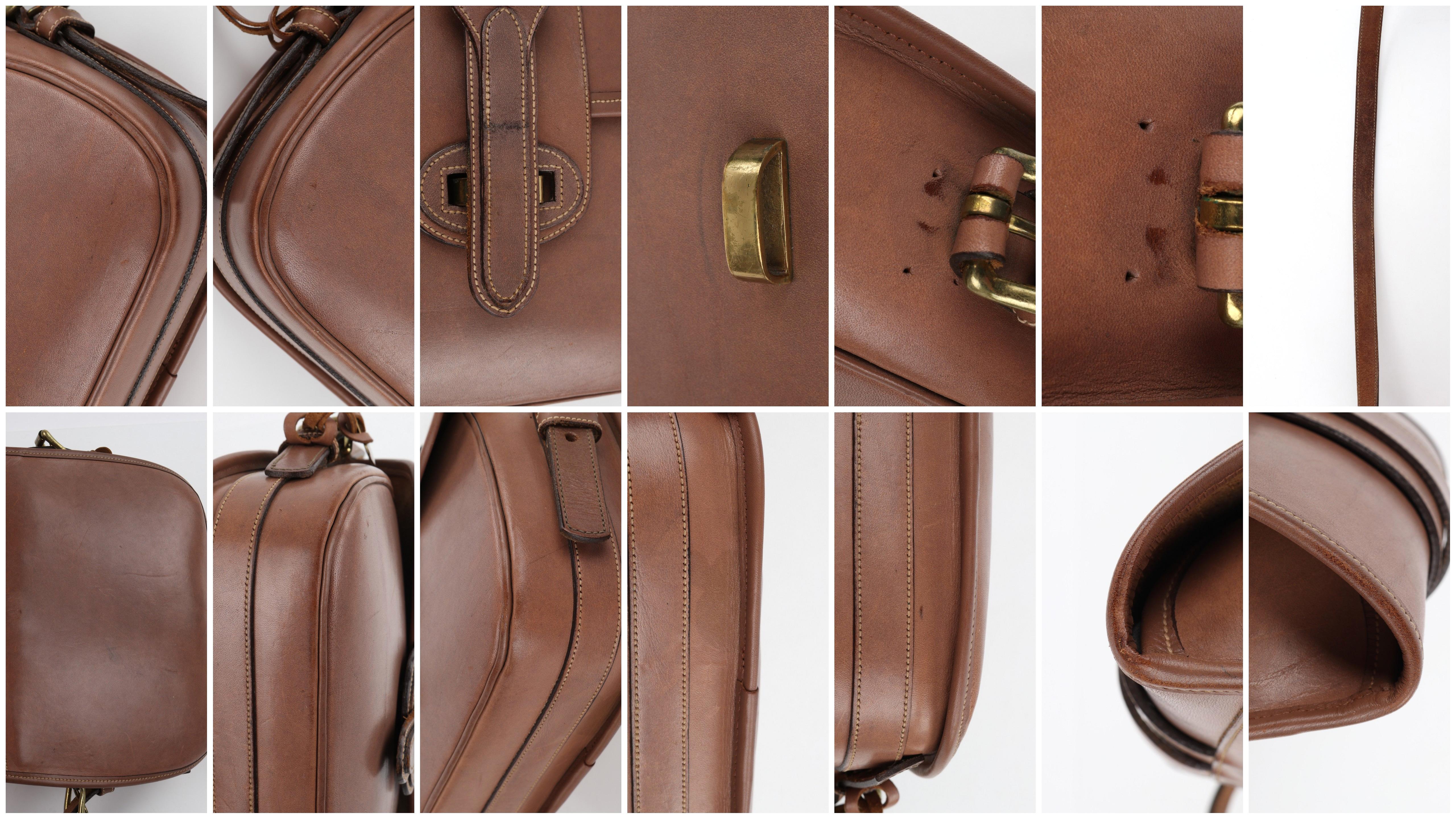 DOONEY & BOURKE c.1980's Taupe Leather Flap Top Equestrian Saddle Shoulder Bag 4