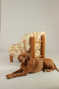 DOOQ ! Fauteuil Aimi en tissu orange et beige