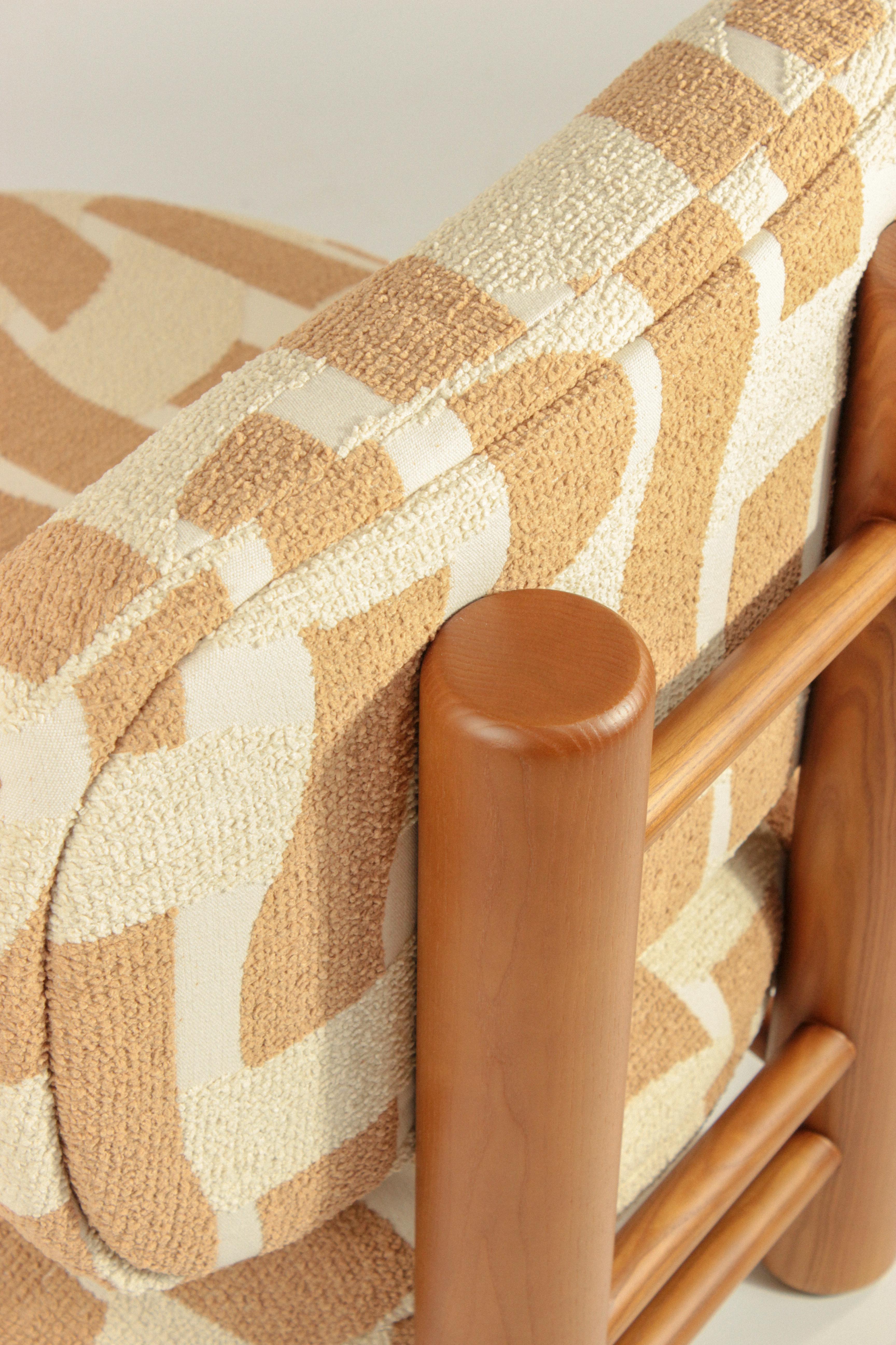 ¡DOOQ! Sillón Aimi de tela naranja y beige en venta 1