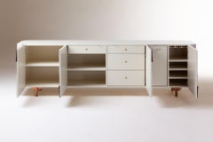 DOOQ Art-Deco Sideboard Buffet in Dark Brown Marble and Walnut Metropolis