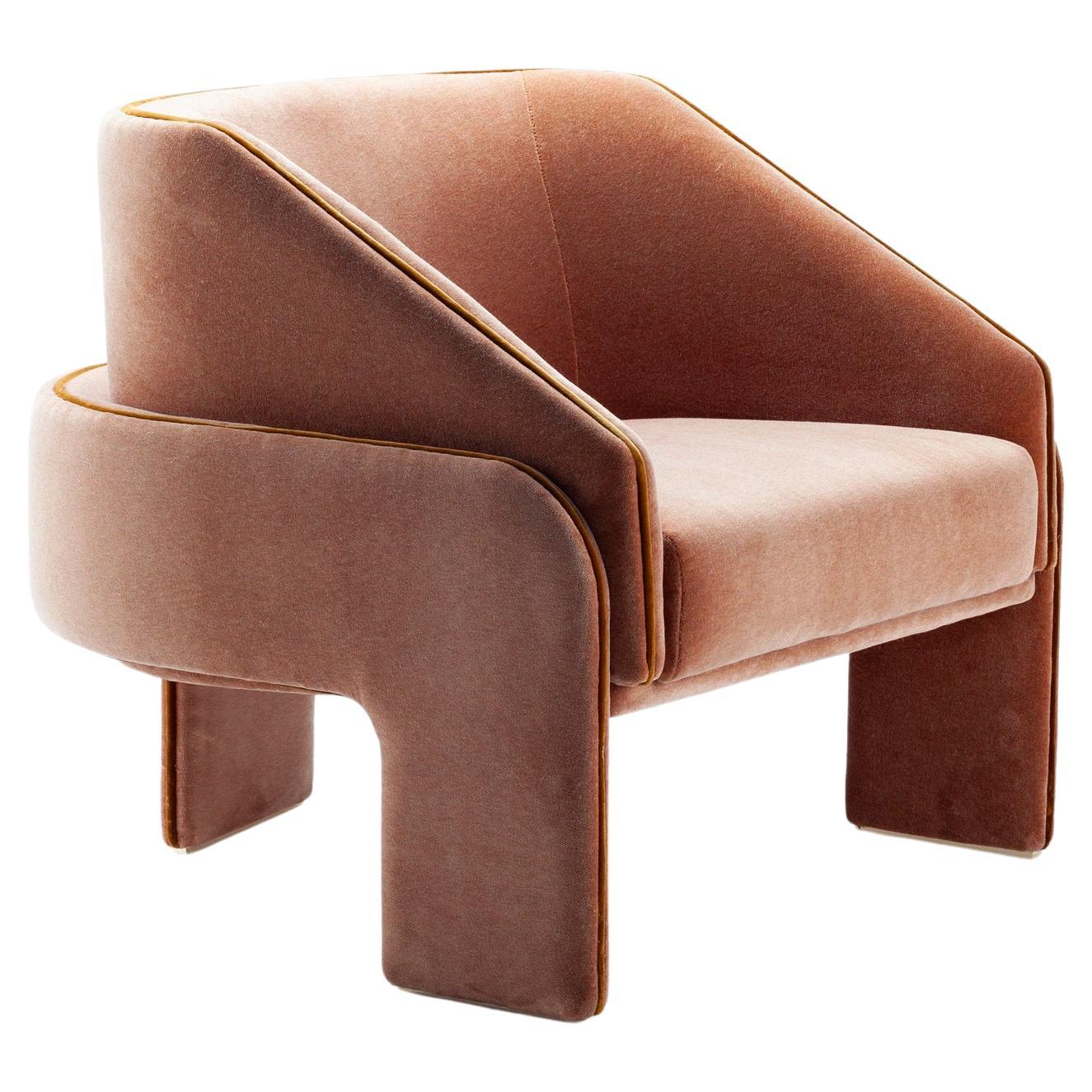 DOOQ Bauhaus inspired Armchair L'Unité with Brass Feet, Grace 819&Velvet Havane