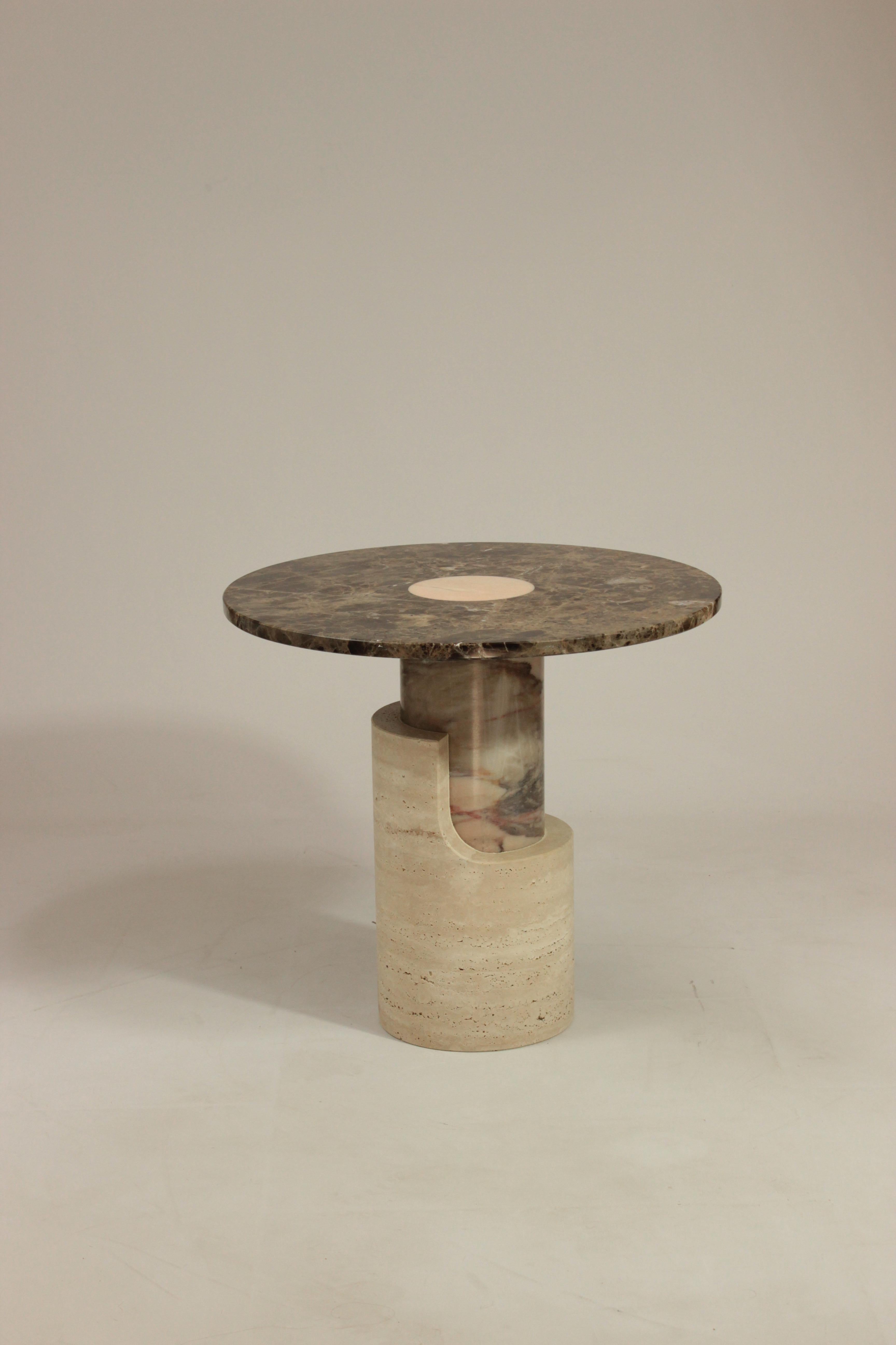Bauhaus DOOQ! Braque Side Table in Marble Brown Emperador For Sale
