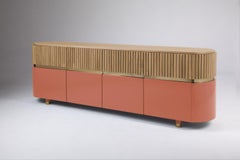 DOOQ Buffet Sideboard Berlin in Natural Oak, Polished Brass, Powder