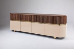 DOOQ Buffet Sideboard Berlin in Natural Walnut, Polished Brass, Nude