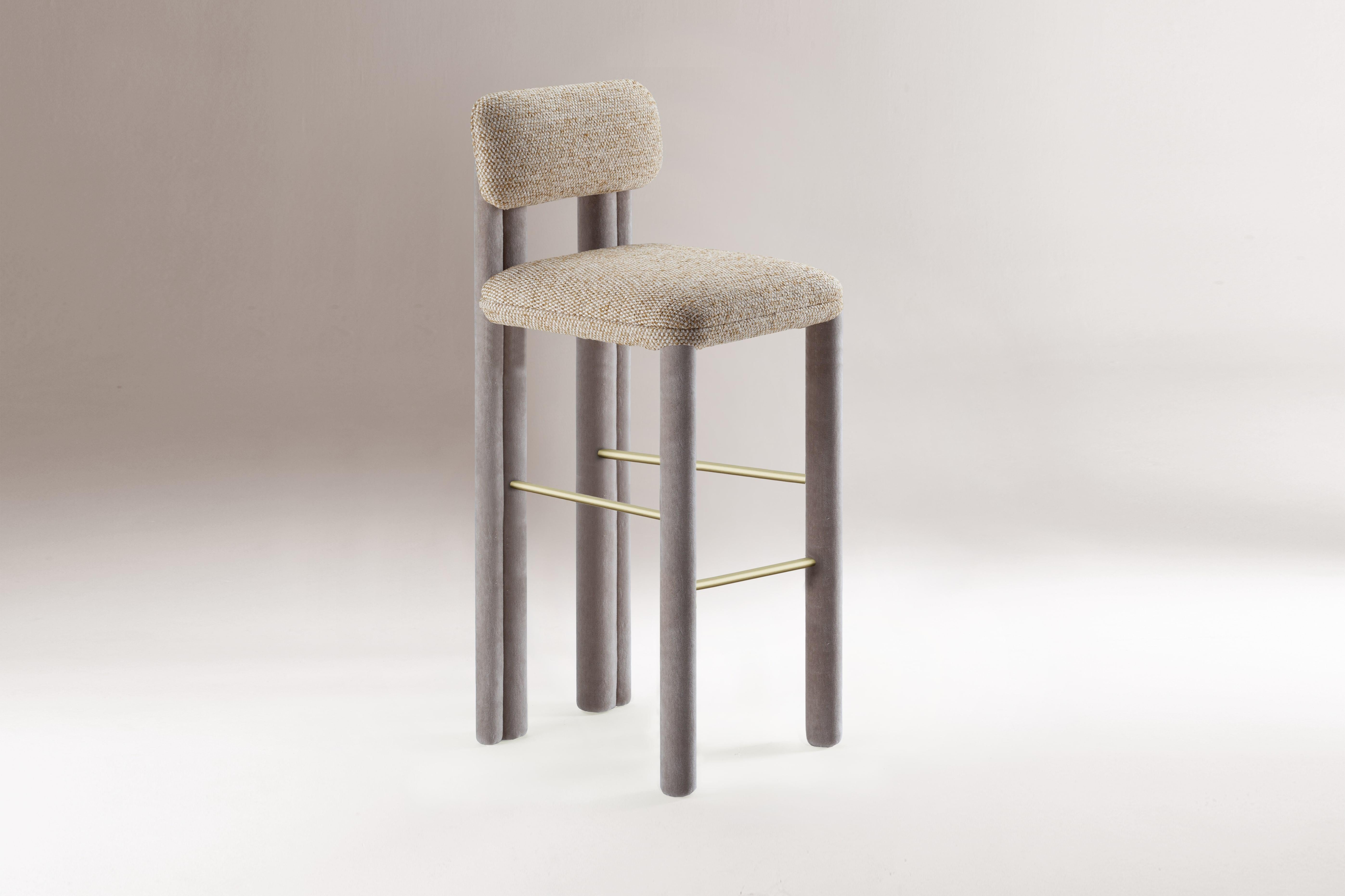 Tessuto DOOQ! Sedia da bar Camelia in Whiting in vendita