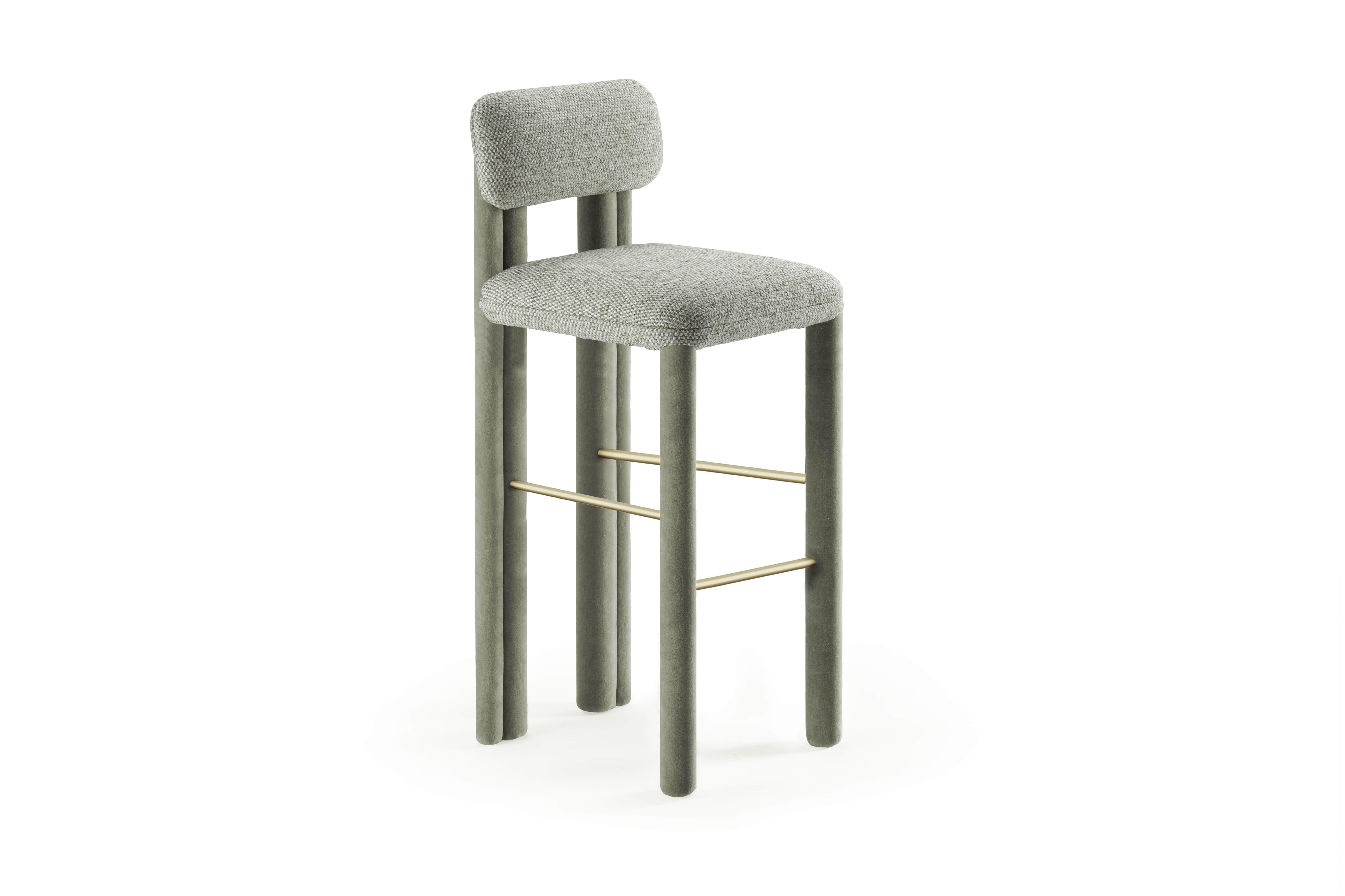 Mid-Century Modern DOOQ ! Chaise de comptoir Camelia en gris et vert plus foncé en vente