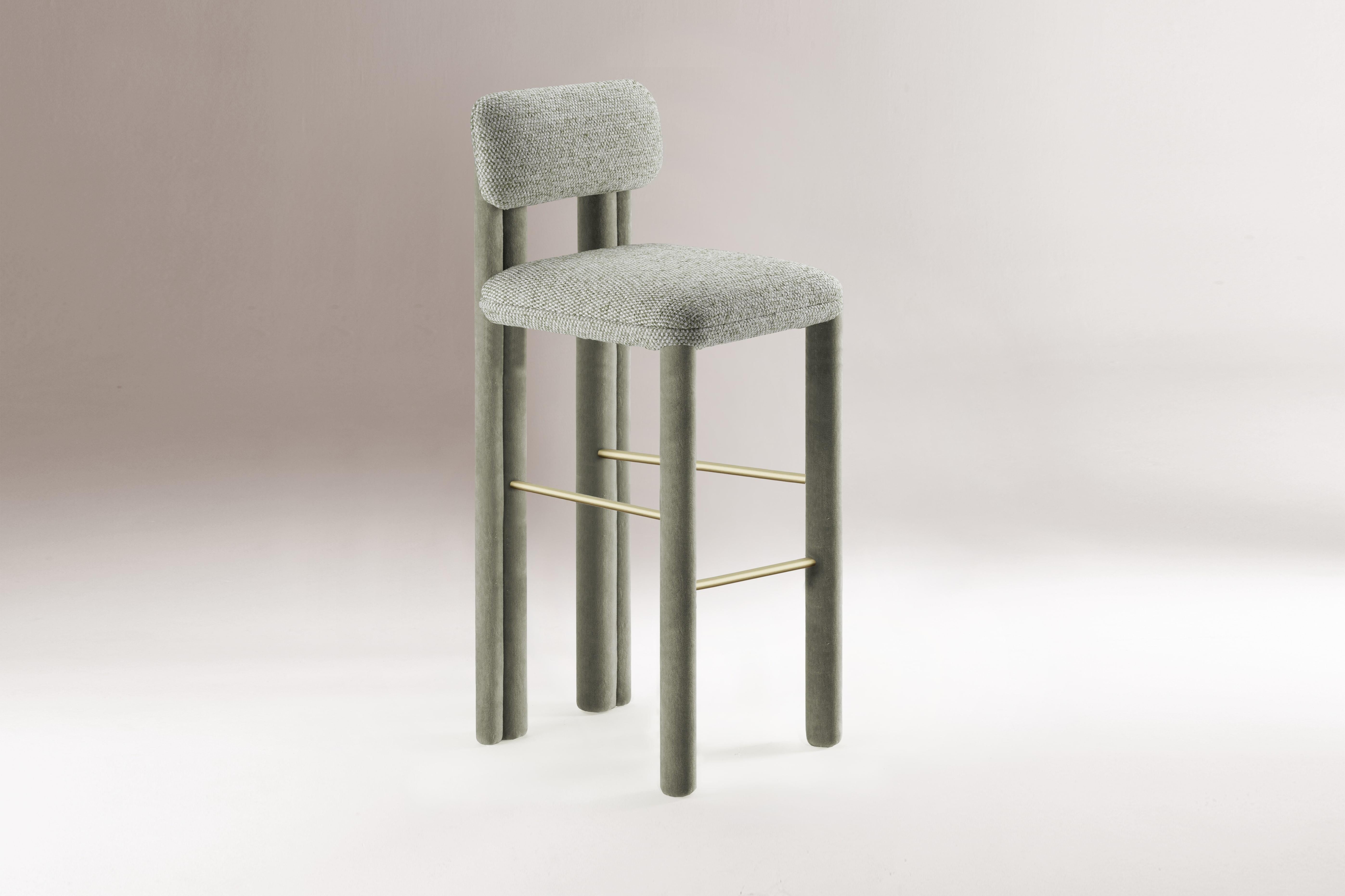 Portugais DOOQ ! Chaise de comptoir Camelia en gris et vert plus foncé en vente