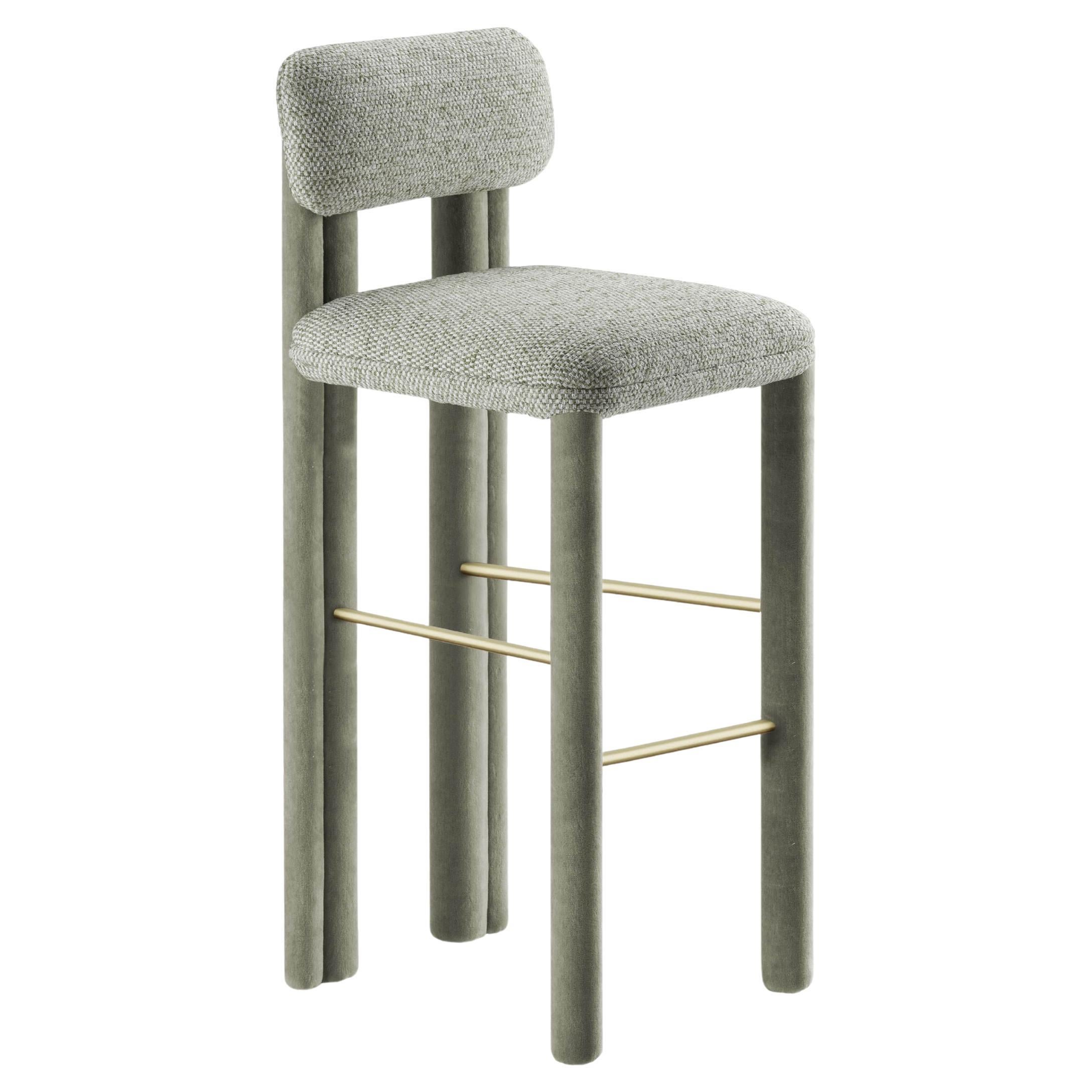 DOOQ ! Chaise de comptoir Camelia en gris et vert plus foncé en vente