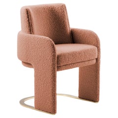 DOOQ Dining Chair Odisseia with Brown Bouclé and Brass