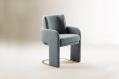 DOOQ Dining Chair Odisseia with Grey Bouclé and Brass