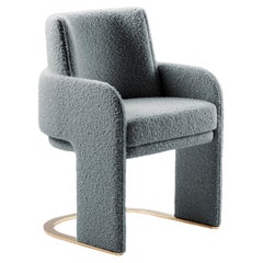 DOOQ Chaise de salle à manger Odisseia avec bouclé gris et laiton