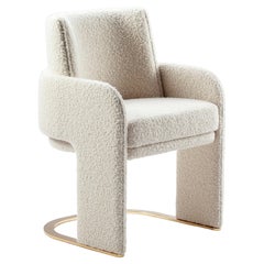 DOOQ Dining Chair Odisseia with Off-white Bouclé and Brass