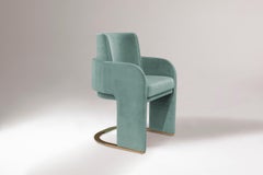 DOOQ Dining Chair Odisseia in Blue Velvet and Brass