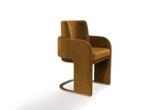 DOOQ Dining Chair Odisseia in Brown Velvet and Brass