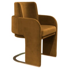DOOQ Dining Chair Odisseia with Soft Havane Cotton Velvet and Brass